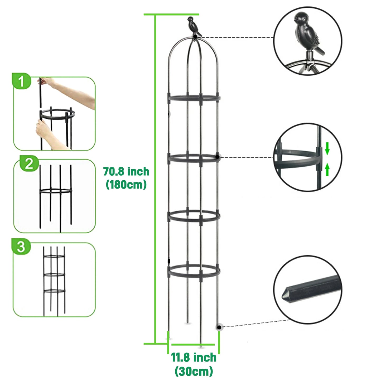 VertiGrow™ 6ft Obelisk Garden Trellis – Rustproof Support for Climbing Plants
