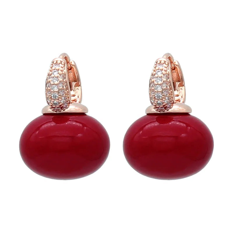 S&Z DESIGN Elegant Bread Round Pearl Dangle Earrings – Cubic Zirconia Wedding Jewelry Gift for Women
