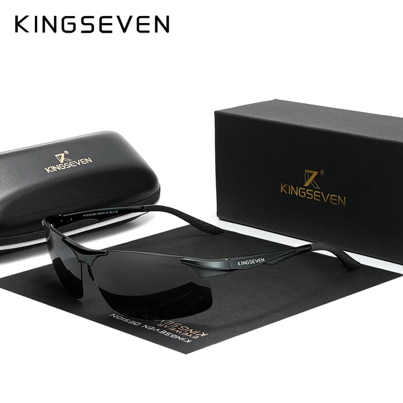 KINGSEVEN™ 9126 Polarized Aviator Sunglasses – Men's Premium Aluminum Eyewear with Mirror Lens | Unisex Driving Shades