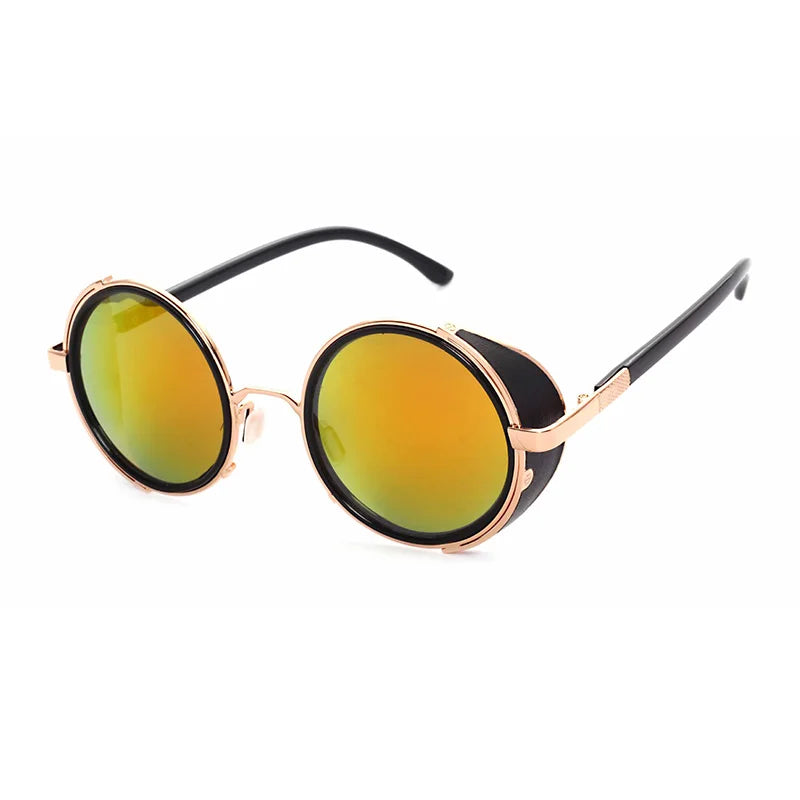 SHAUNA™ Vintage Round Steampunk Sunglasses – Unisex Retro Punk UV400 Designer Eyewear