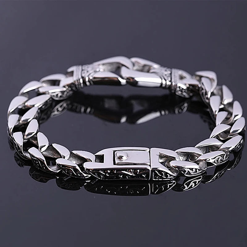 Vintage Silver Ethnic Dragon Cuff Bracelet – Bold Men’s Motorcycle & Street Style Jewelry