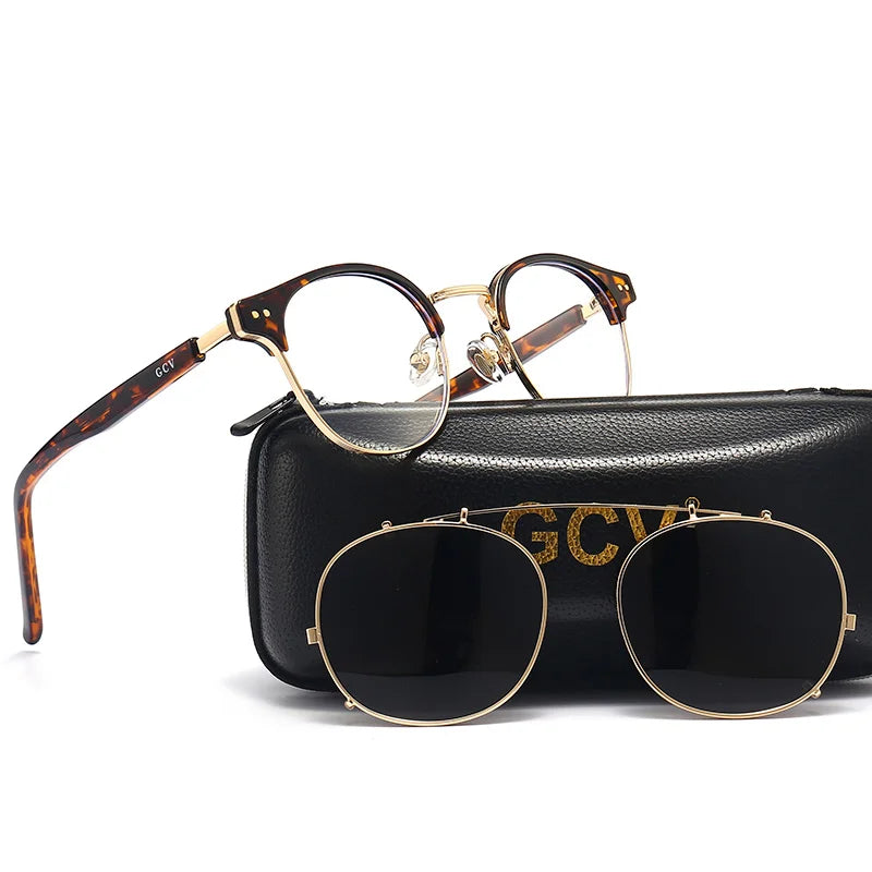 GCV™ Gothic Retro Steampunk Sunglasses – Double Layer Polarized Lens, Acetate Frame, Blu-Ray Filter, Unisex