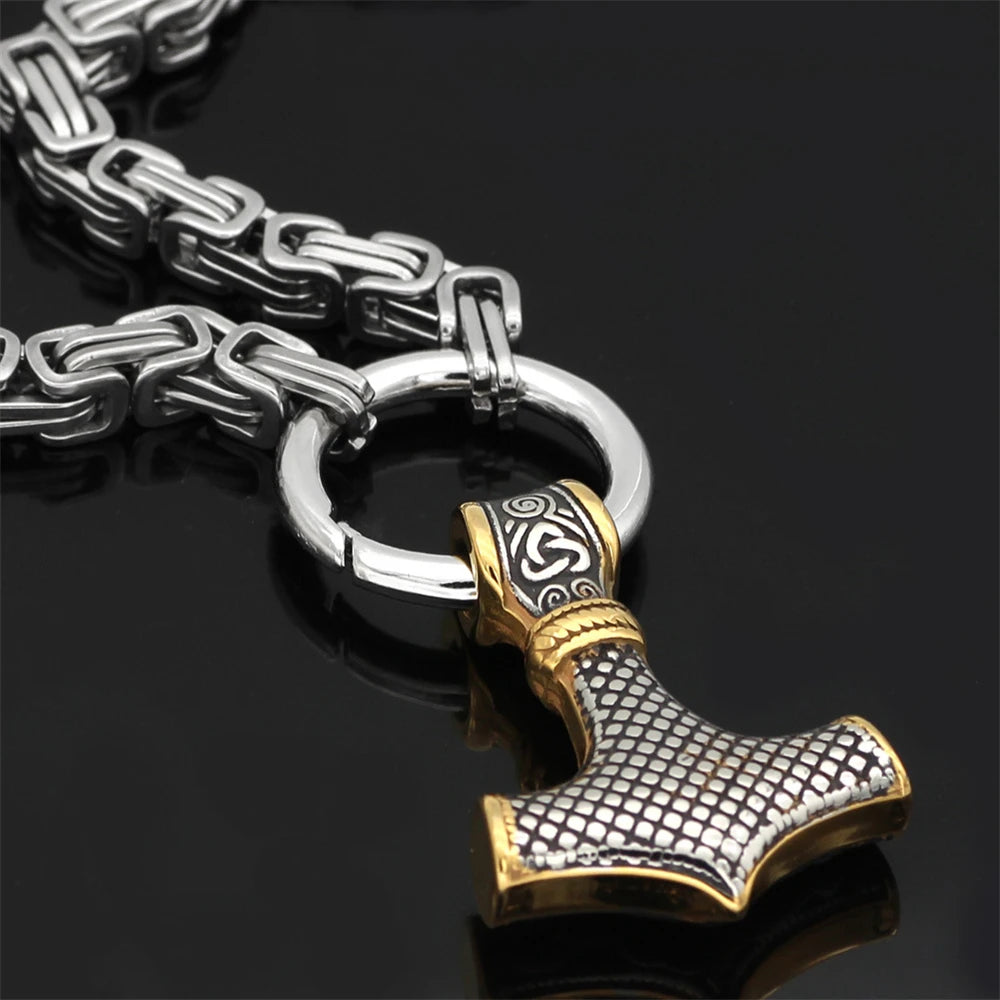 Nordic Viking Wolf Head Necklace | Norse Rune Amulet Stainless Steel Pendant for Men