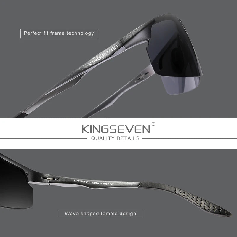 KINGSEVEN™ 9126 Polarized Aviator Sunglasses – Men's Premium Aluminum Eyewear with Mirror Lens | Unisex Driving Shades