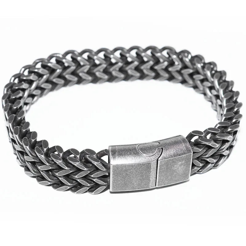 Vintage Silver Ethnic Dragon Cuff Bracelet – Bold Men’s Motorcycle & Street Style Jewelry