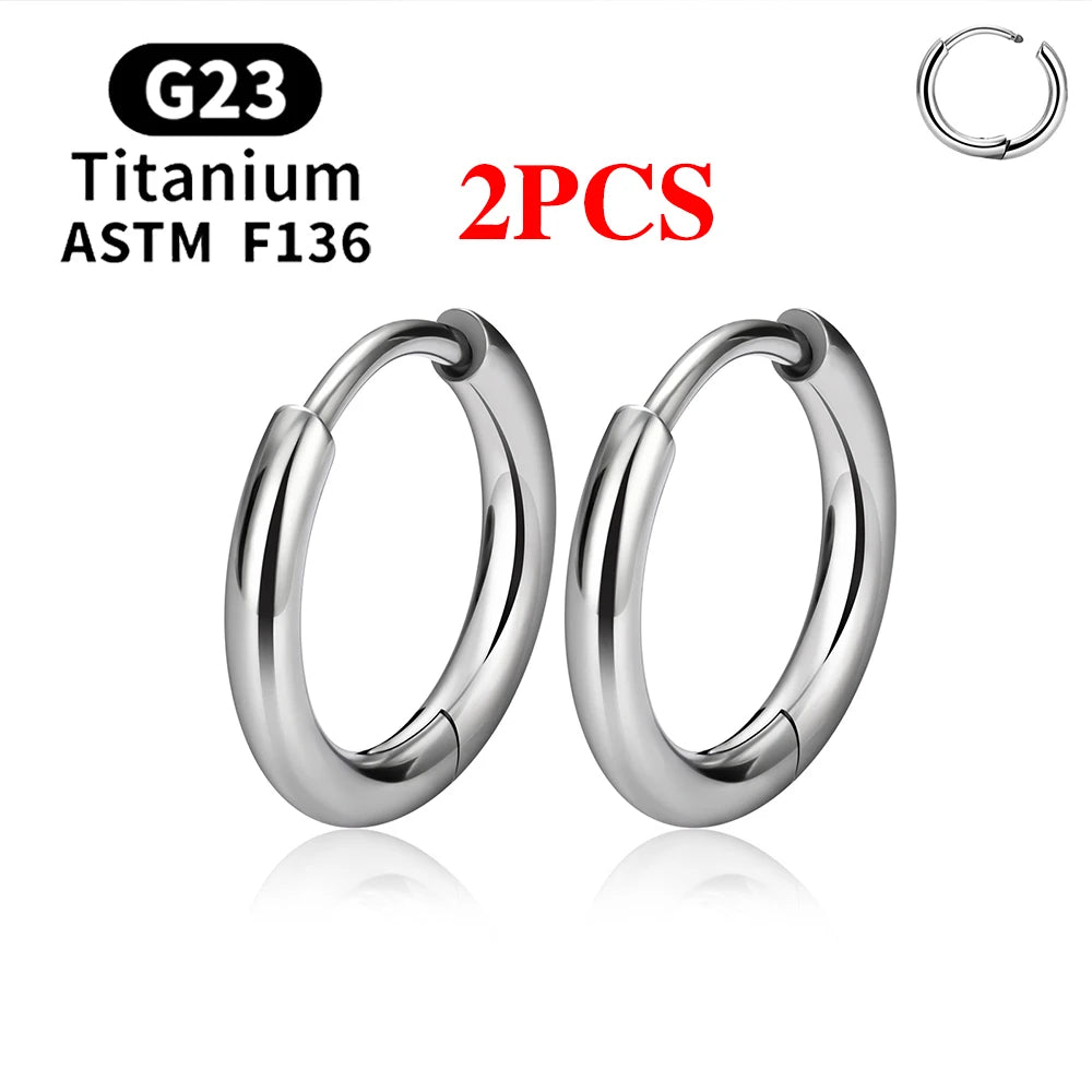 2–20PCS G23 Titanium Hoop Earrings – Hypoallergenic CZ Hinged Nose & Ear Rings for Tragus, Helix, Cartilage & Daith Piercings