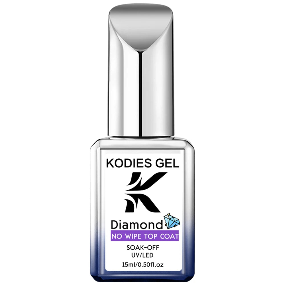 KODIES GEL Super Shine Diamond Top Coat – No-Wipe UV/LED Gel Sealer for Salon-Quality Finish | Long-Lasting Gloss Gel Polish