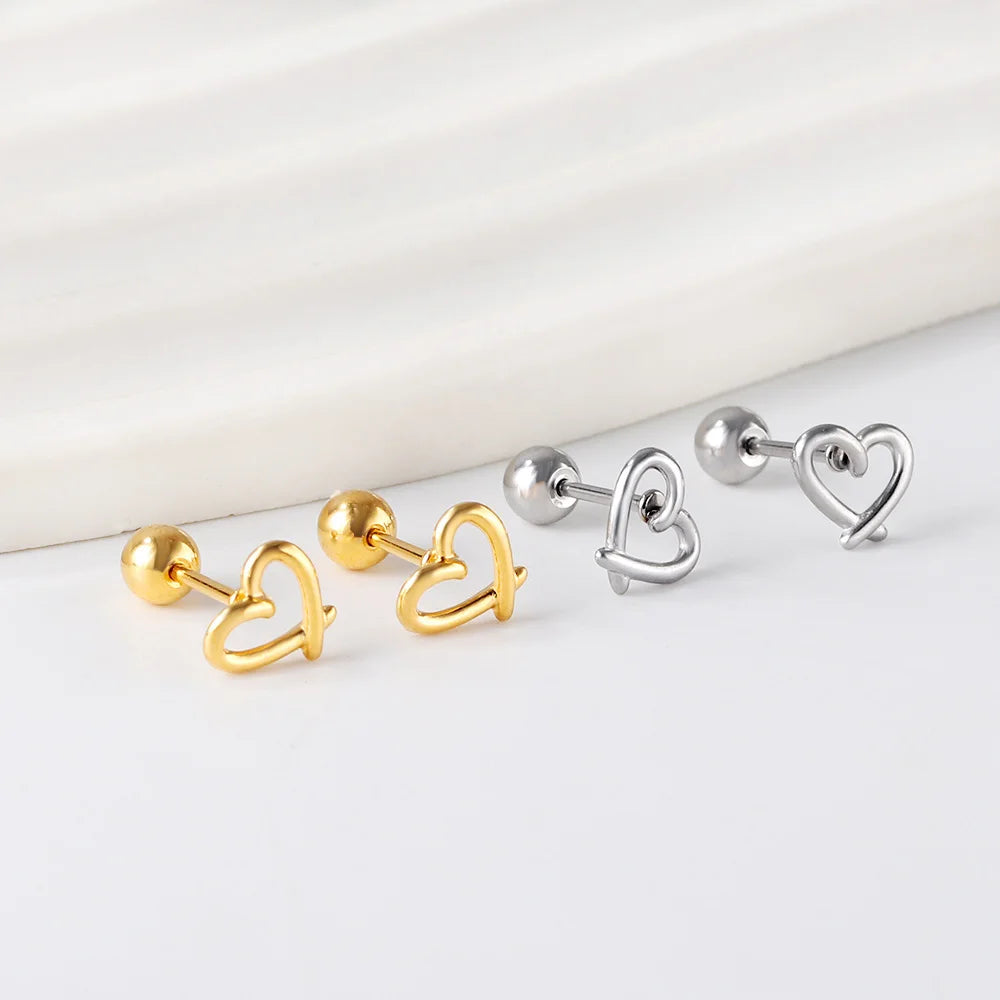 LUXUSTEEL Mini Cute Stud Earrings – Stainless Steel Heart, Butterfly, Rabbit Designs for Women & Girls | Helix & Cartilage Piercing Jewelry