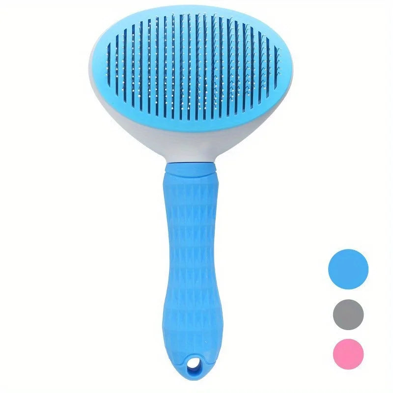 One-Click Pet Hair Removal Comb – Effortless Grooming for Dogs & Cats | Self-Cleaning Slicker Brush