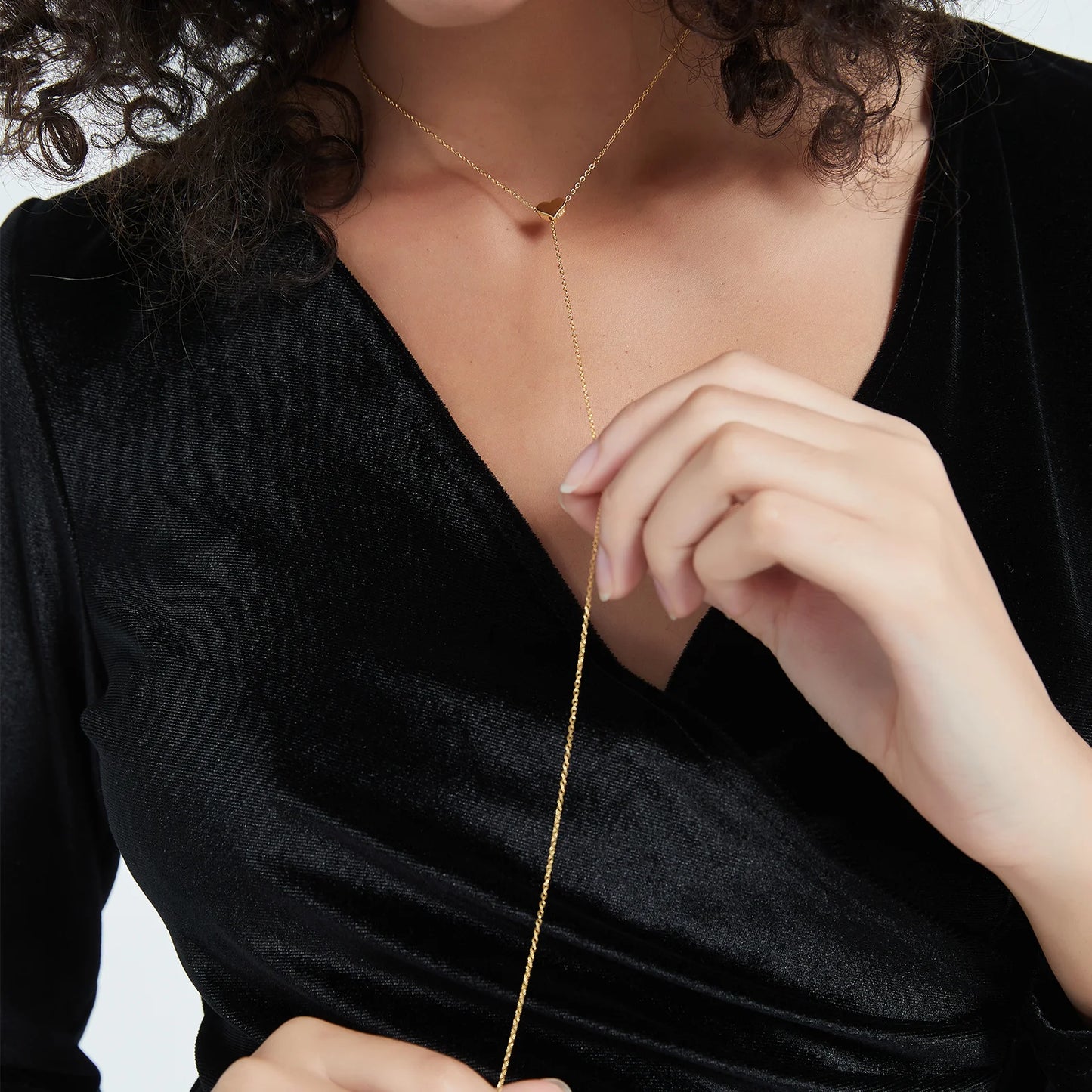 ANDYWEN 925 Sterling Silver Heart Pendant | Gold Adjustable Chain Choker