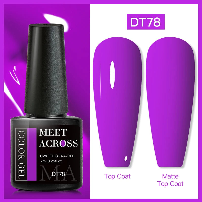 MEET ACROSS Neon Fluorescent UV Gel Nail Polish – 7ml Summer Bright Semi-Permanent Varnish for Bold Nail Art