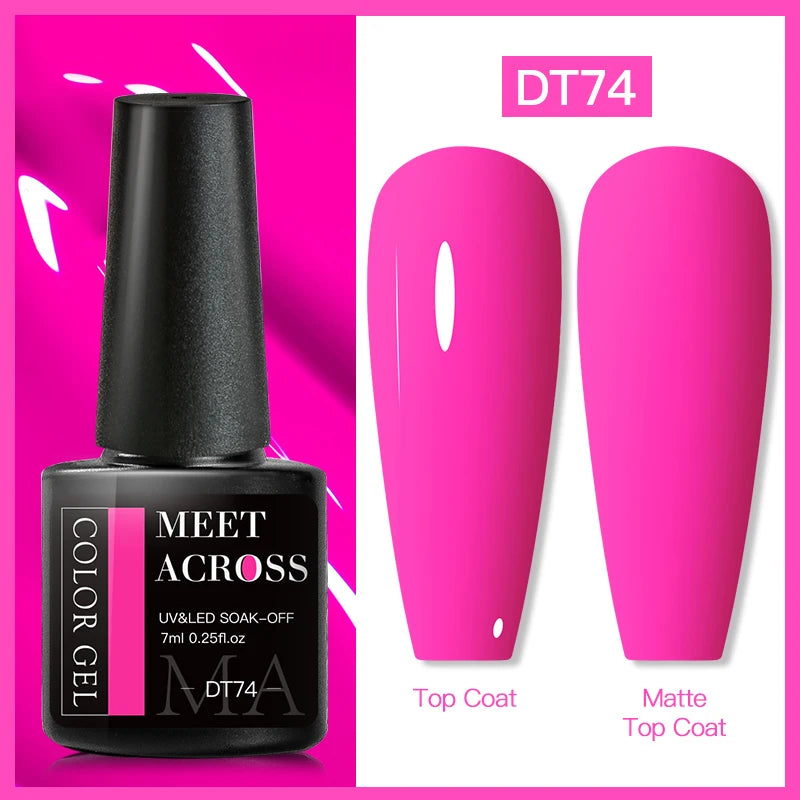 MEET ACROSS Neon Fluorescent UV Gel Nail Polish – 7ml Summer Bright Semi-Permanent Varnish for Bold Nail Art