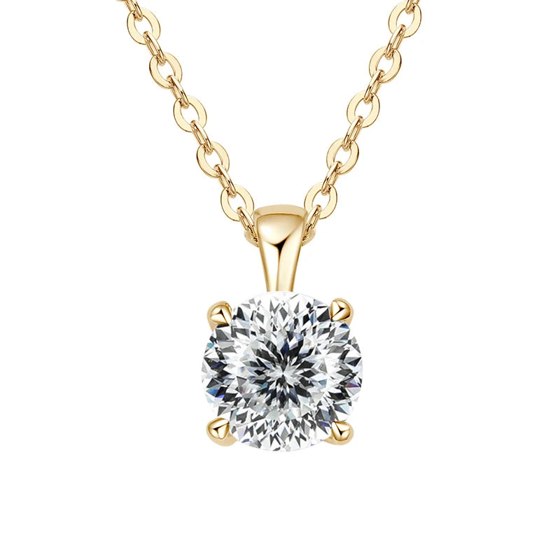 JoyceJelly™ 1ct Moissanite Pendant Necklace | Classic 4-Prong Luxury Fine Jewelry