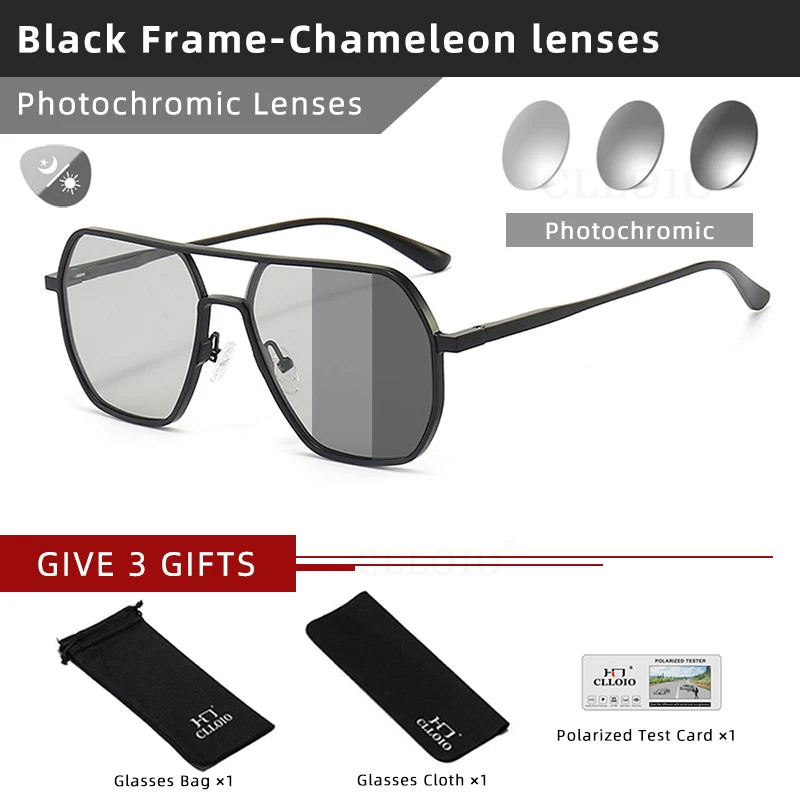 CLLOIO™ Anti-Glare Photochromic Polarized Driving Sunglasses – Day & Night Vision | Aluminum Alloy Frame | UV400 Protection