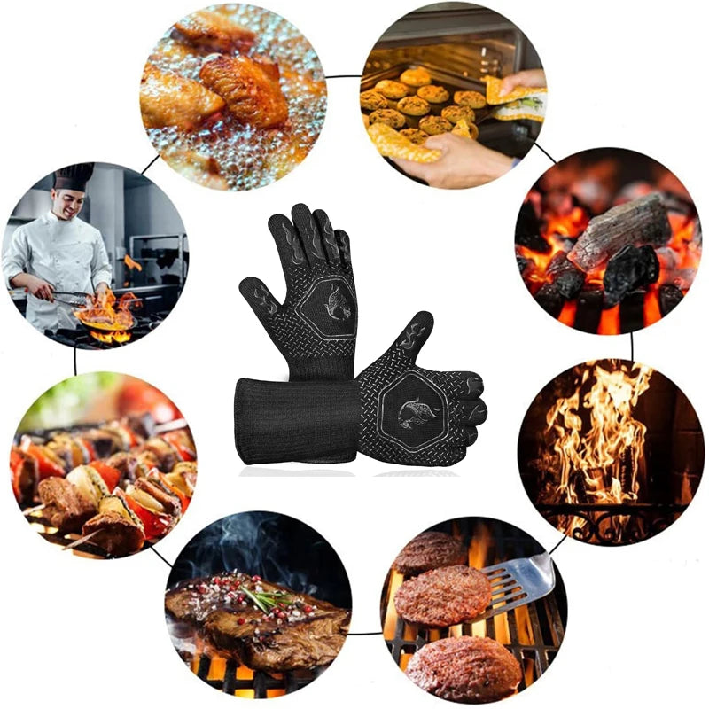 1PC / 1 Pair Heat-Resistant Silicone Oven Gloves – Fireproof, Non-Slip, and Built for BBQ, Grilling & Baking