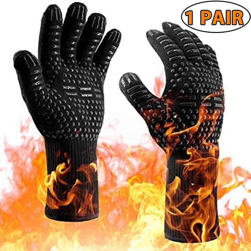 1PC / 1 Pair Heat-Resistant Silicone Oven Gloves – Fireproof, Non-Slip, and Built for BBQ, Grilling & Baking