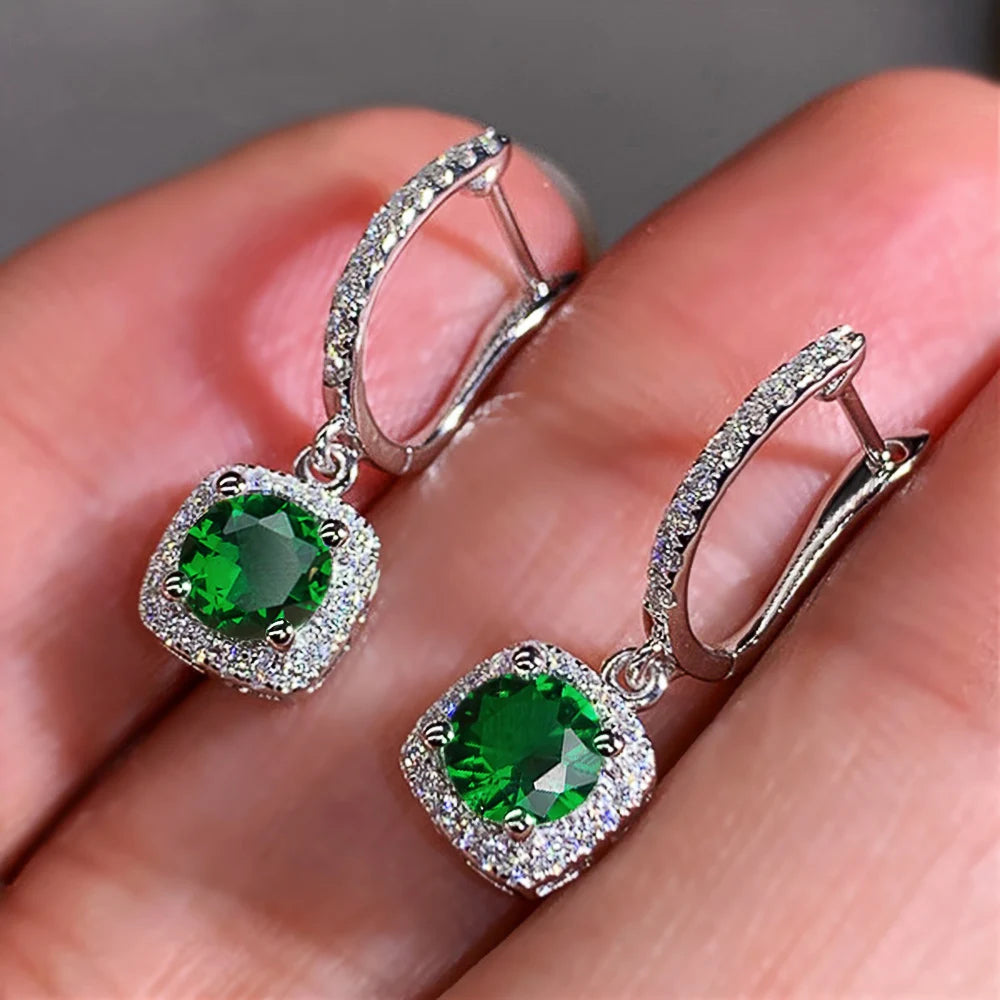 Huitan Trendy Square Drop Earrings – Elegant Bridal & Wedding Dangle Jewelry for Women