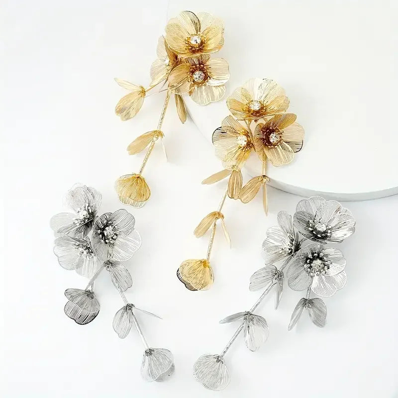 Best Lady™ 3-Piece Vintage Floral Rhinestone Jewelry Set – Handmade Party Statement Necklace, Earrings & Ring