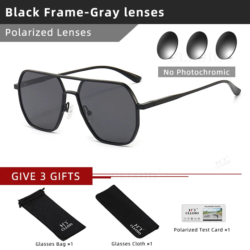 CLLOIO™ Anti-Glare Photochromic Polarized Driving Sunglasses – Day & Night Vision | Aluminum Alloy Frame | UV400 Protection