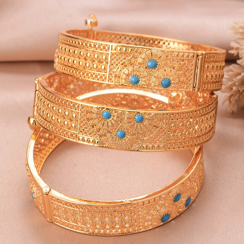 Ethiopian Gold Color Wedding Bangles – African & Middle Eastern Bridal Jewelry for Women