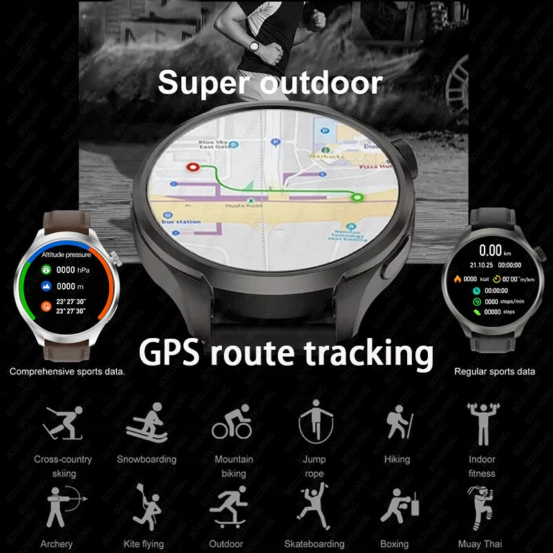 1.85" AMOLED GPS Smartwatch for Men – Outdoor Waterproof Sports Watch with NFC, Bluetooth Calls & Health Tracking