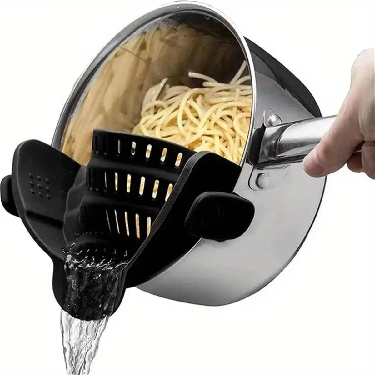 SnapStrain™ — Adjustable Clip-On Pot & Pan Strainer