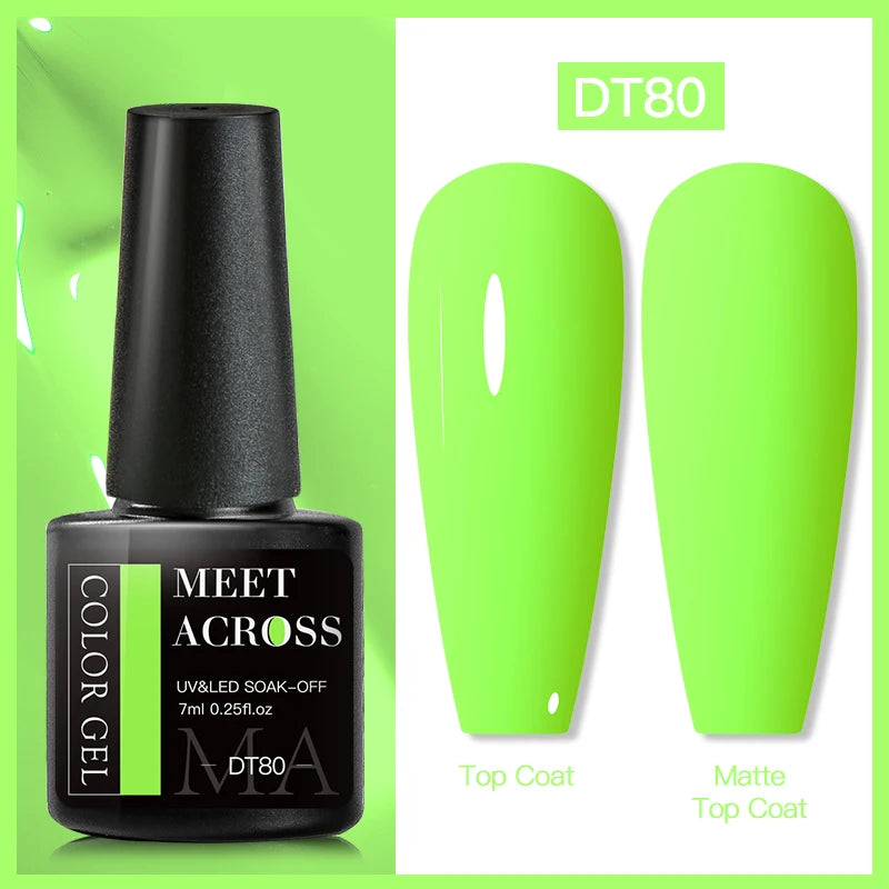 MEET ACROSS Neon Fluorescent UV Gel Nail Polish – 7ml Summer Bright Semi-Permanent Varnish for Bold Nail Art