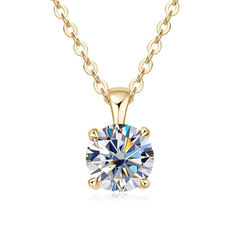 JoyceJelly™ 1ct Moissanite Pendant Necklace | Classic 4-Prong Luxury Fine Jewelry