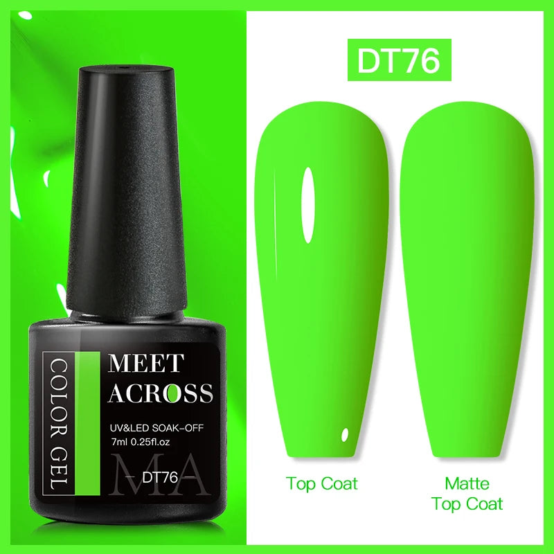 MEET ACROSS Neon Fluorescent UV Gel Nail Polish – 7ml Summer Bright Semi-Permanent Varnish for Bold Nail Art