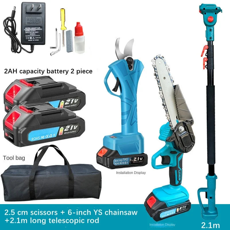 TreeReach Pro™ — 6-Inch Cordless Telescopic Pole Chainsaw (2.1M Adjustable)
