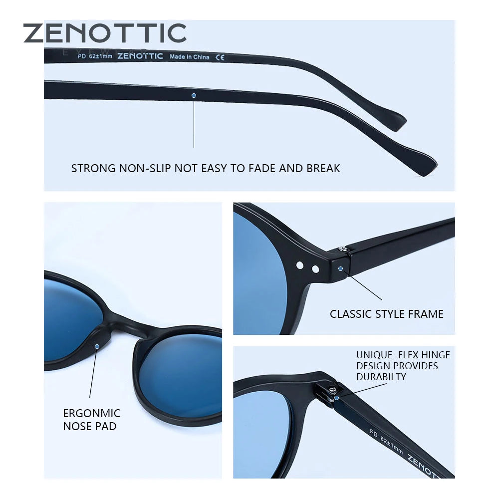 ZENOTTIC™ Retro Polarized Sunglasses – Unisex Small Round Vintage Frame UV400 Goggles (2023–2024 Edition)