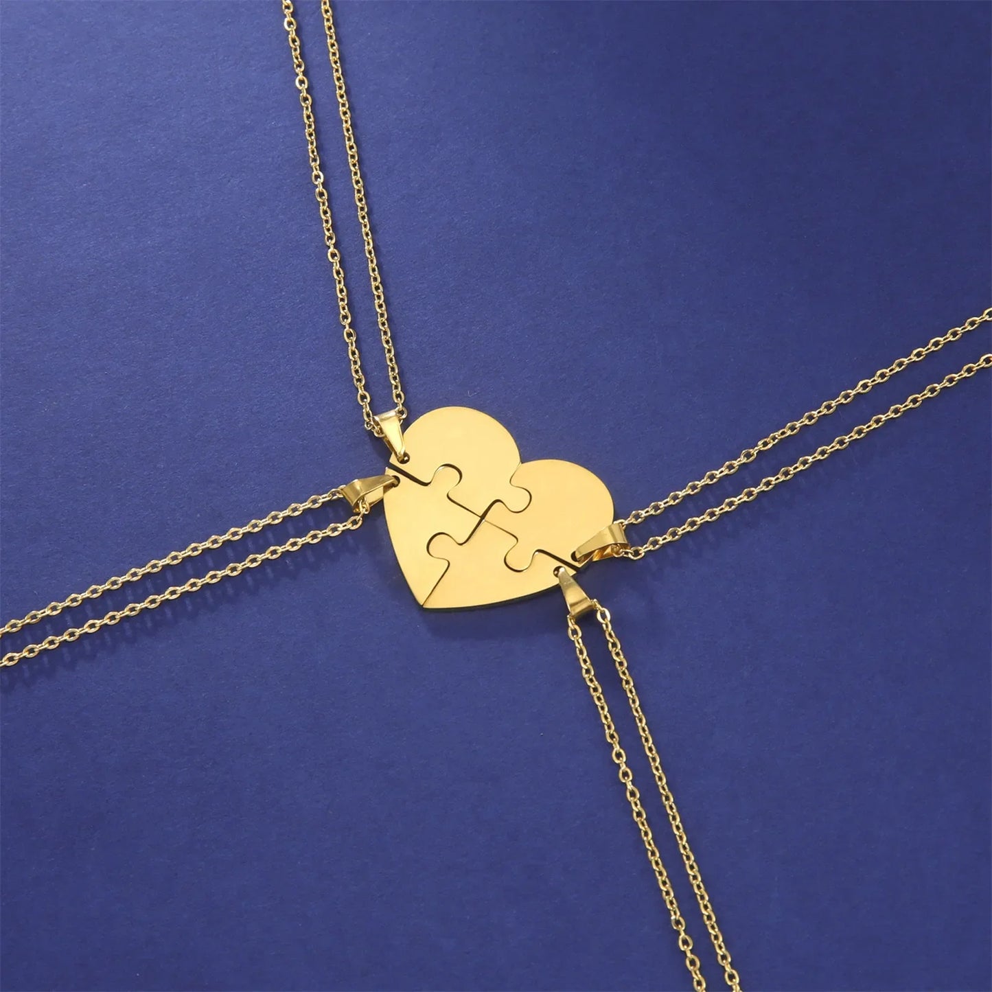 Dreamtimes Love Heart Puzzle Pendant Necklace 2/3/4/5/6 Pieces Stainless Steel Women Men Jewelry Lover Family Friends Gifts