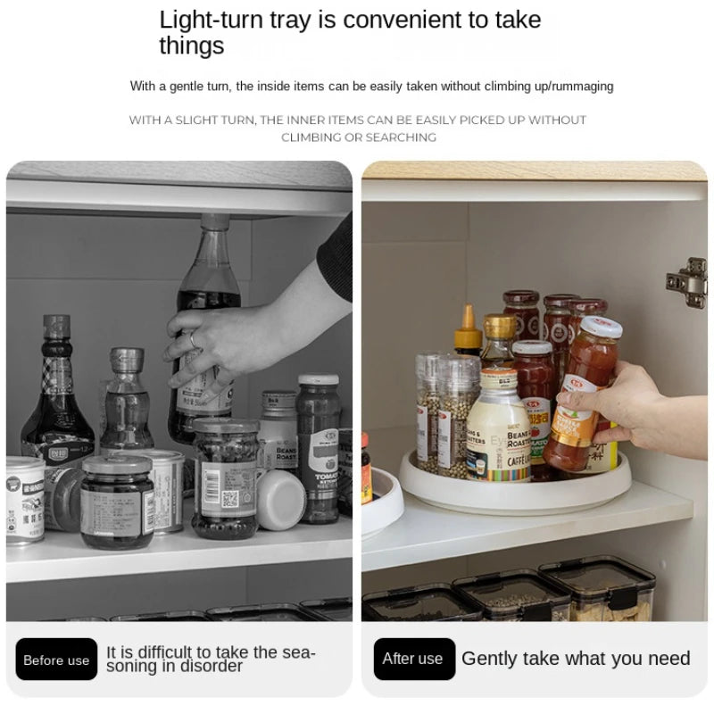 360° Rotatable Anti-Slip Condiment Storage Rack | Lazy Susan Organizer for Kitchen & Cabinet