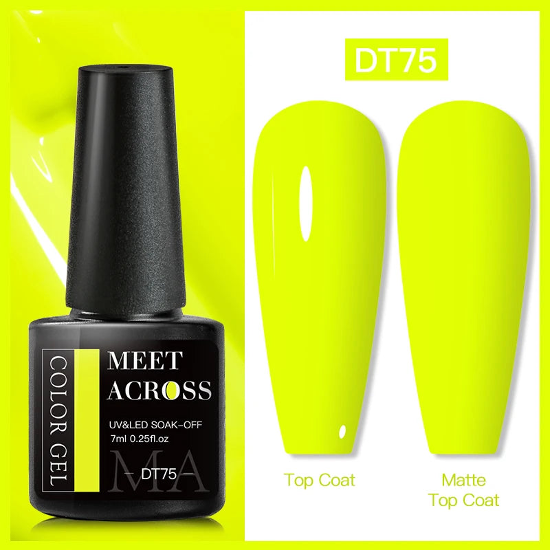 MEET ACROSS Neon Fluorescent UV Gel Nail Polish – 7ml Summer Bright Semi-Permanent Varnish for Bold Nail Art