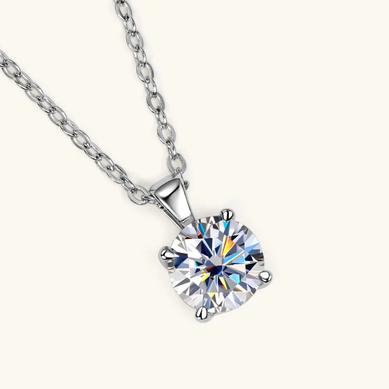 JoyceJelly™ 1ct Moissanite Pendant Necklace | Classic 4-Prong Luxury Fine Jewelry