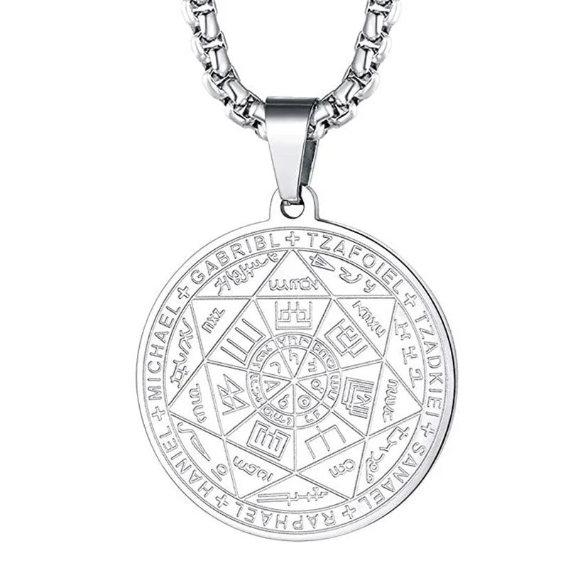 Seven Archangels Amulet Necklace | Seal of Solomon Protection Pendant for Men