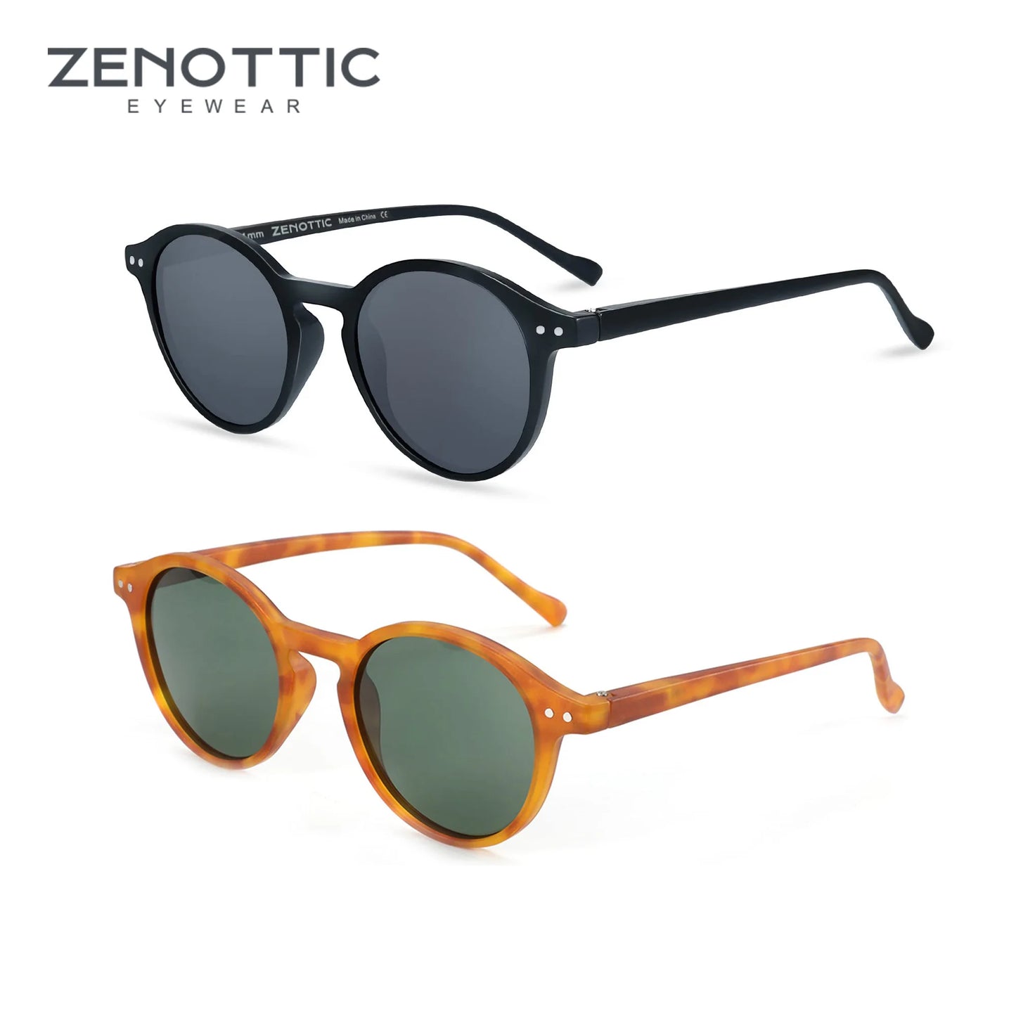 ZENOTTIC™ Retro Polarized Sunglasses – Unisex Small Round Vintage Frame UV400 Goggles (2023–2024 Edition)