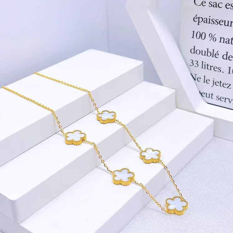BloomFlip™ Reversible 5-Petal Flower Jewelry Set – Stainless Steel Necklace, Bracelet & Earrings (2-in-1 Wear)