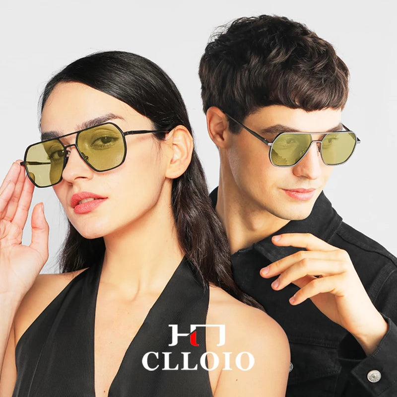 CLLOIO™ Anti-Glare Photochromic Polarized Driving Sunglasses – Day & Night Vision | Aluminum Alloy Frame | UV400 Protection