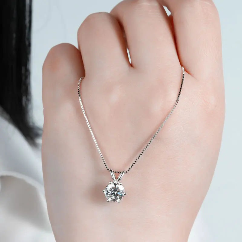 Classic Moissanite Pendant Necklace | 0.5CT–5CT | GRA Certified | 925 Sterling Silver
