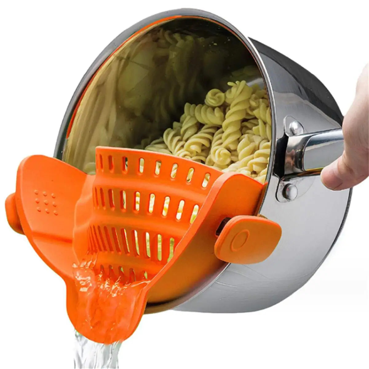 SnapStrain™ — Adjustable Clip-On Pot & Pan Strainer