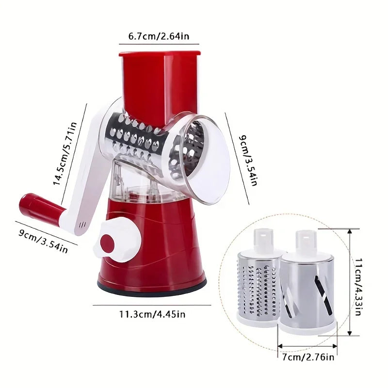 3-in-1 Manual Vegetable Cutter & Cheese Slicer | Multi-Purpose Kitchen Chopper & Shredder
