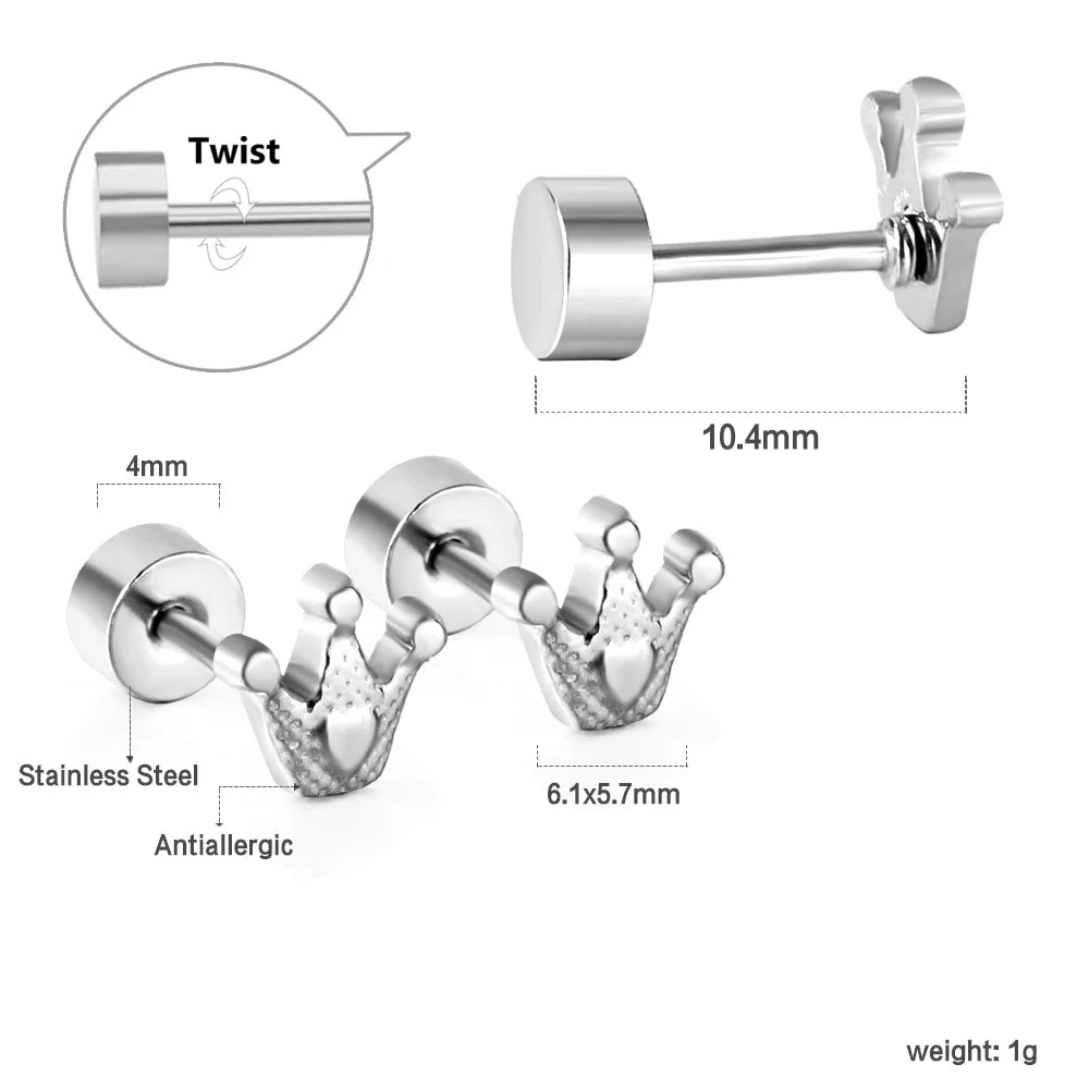 LUXUSTEEL Mini Cute Stud Earrings – Stainless Steel Heart, Butterfly, Rabbit Designs for Women & Girls | Helix & Cartilage Piercing Jewelry
