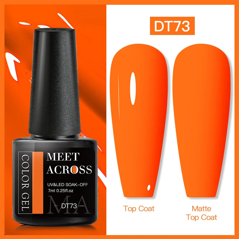 MEET ACROSS Neon Fluorescent UV Gel Nail Polish – 7ml Summer Bright Semi-Permanent Varnish for Bold Nail Art