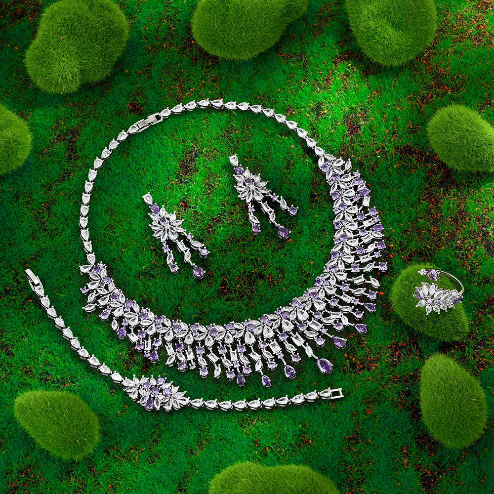 2025 Bestseller: 4-Piece Cubic Zirconia Bridal Wedding Jewelry Set – Timeless Elegance for the Modern Bride