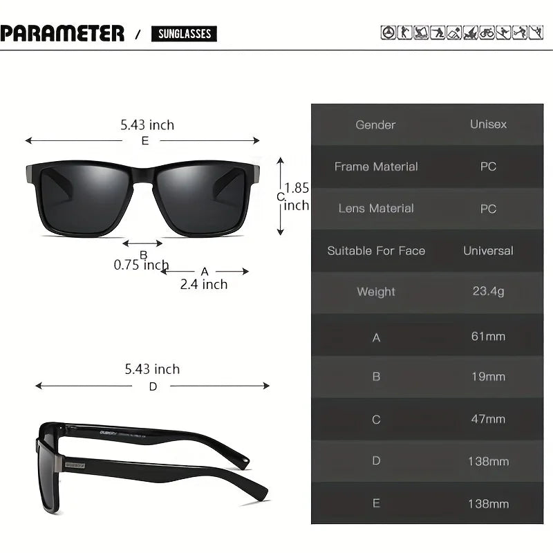 DUBERY 518 Polarized Sunglasses – UV400 Protection, 15 Color Options for Men & Women