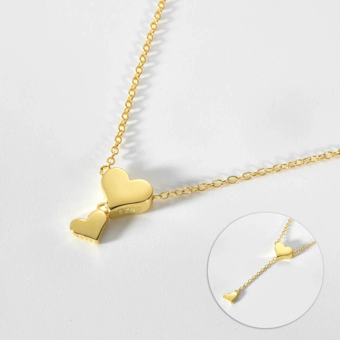 ANDYWEN 925 Sterling Silver Heart Pendant | Gold Adjustable Chain Choker