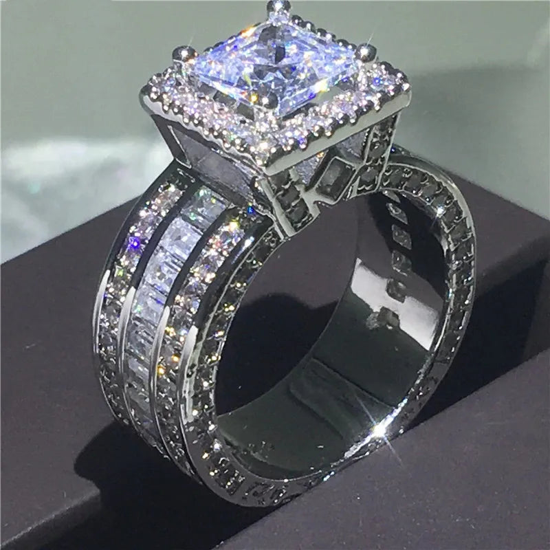 Square Cut Halo Zircon Engagement Ring – Elegant Promise Jewelry for Women & Girls | Valentine's Day Gift