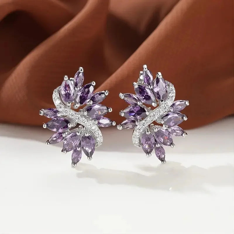 Huitan™ Dazzling CZ Stud Earrings – Glamorous Sparkle for Parties & Everyday Elegance