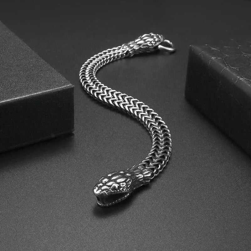 Vintage Silver Ethnic Dragon Cuff Bracelet – Bold Men’s Motorcycle & Street Style Jewelry